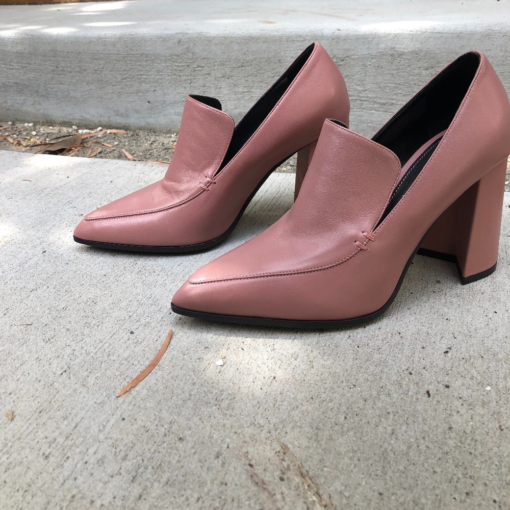 Pink Italian Leather Mule Heals